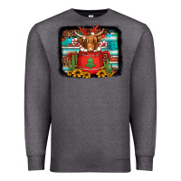 Charcoal Heather hot coco christmas highland cow with background Premium Sweatshirt - Jasminsmagicworld