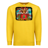 Lemon hot coco christmas highland cow with background Premium Sweatshirt - Jasminsmagicworld