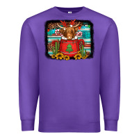 Purple hot coco christmas highland cow with background Premium Sweatshirt - Jasminsmagicworld