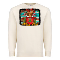 Sandshell hot coco christmas highland cow with background Premium Sweatshirt - Jasminsmagicworld