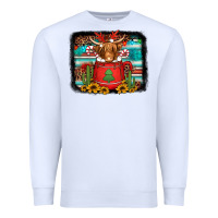 White hot coco christmas highland cow with background Premium Sweatshirt - Jasminsmagicworld