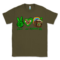 Army Green Peace love luck St. Patrick's Day Classic Tee - Neo Western