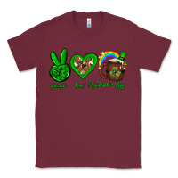 Burgundy Peace love luck St. Patrick's Day Classic Tee - Neo Western