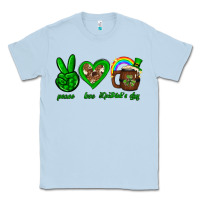 Dusty Blue Peace love luck St. Patrick's Day Classic Tee - Neo Western