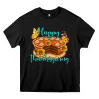 Black Happy Thanksgiving Pumpkin Pie Heavy Core Tee - LillyAllenDesigns