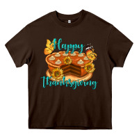 Chocolate Brown Happy Thanksgiving Pumpkin Pie Heavy Core Tee - LillyAllenDesigns