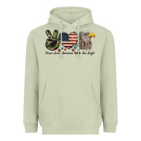 Matcha Peace Love American White Sea Eagle Heavyweight Hoodie - LillyAllenDesigns