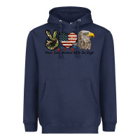 Navy Peace Love American White Sea Eagle Heavyweight Hoodie - LillyAllenDesigns