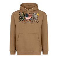 Toasted Coconut Peace Love American White Sea Eagle Heavyweight Hoodie - LillyAllenDesigns