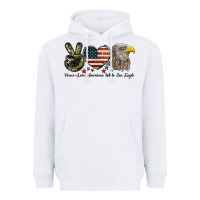 White Peace Love American White Sea Eagle Heavyweight Hoodie - LillyAllenDesigns
