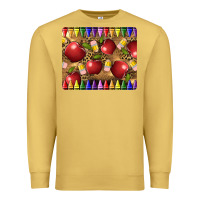 Antique Gold Teacher Crayons And Apples Premium Sweatshirt - LillyAllenDesigns
