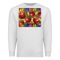 Oatmeal Heather Teacher Crayons And Apples Premium Sweatshirt - LillyAllenDesigns