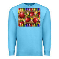 Ocean Blue Teacher Crayons And Apples Premium Sweatshirt - LillyAllenDesigns