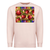 Pale Pink Teacher Crayons And Apples Premium Sweatshirt - LillyAllenDesigns