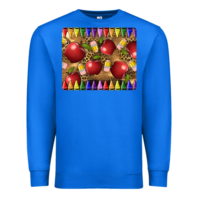 Teacher Crayons And Apples Premium Sweatshirt by LillyAllenDesigns | Teevron
