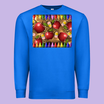 Teacher Crayons And Apples Premium Sweatshirt Designed By Lillyallendesigns