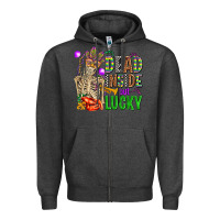 Charcoal Heather mardi gras dead inside but lucky  with skeleton Zipper Hoodie - AdoDesignShop