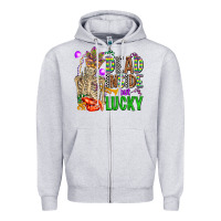 Heather Grey mardi gras dead inside but lucky  with skeleton Zipper Hoodie - AdoDesignShop
