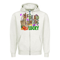 Oatmeal Heather mardi gras dead inside but lucky  with skeleton Zipper Hoodie - AdoDesignShop