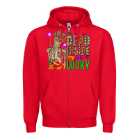 Red mardi gras dead inside but lucky  with skeleton Zipper Hoodie - AdoDesignShop