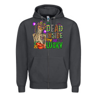 Smoke mardi gras dead inside but lucky  with skeleton Zipper Hoodie - AdoDesignShop