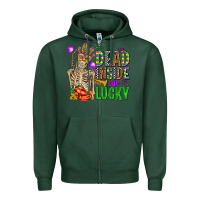 Sports Green mardi gras dead inside but lucky  with skeleton Zipper Hoodie - AdoDesignShop