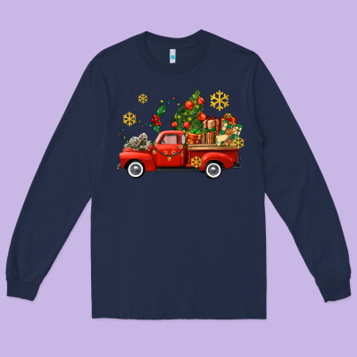 Christmas Truck Long Sleeve Tee Designed By Adodesignshop