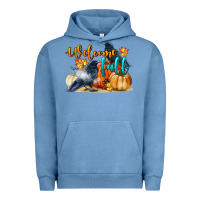 Pigment Pebble Blue Welcome Fall With Crow Urban Hoodie - LillyAllenDesigns