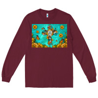 Burgundy bull skull cross skinny metal can holder Long Sleeve Tee - HRA Design Shop