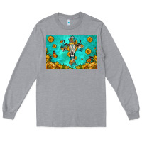 Heather Grey bull skull cross skinny metal can holder Long Sleeve Tee - HRA Design Shop