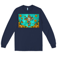 Navy bull skull cross skinny metal can holder Long Sleeve Tee - HRA Design Shop