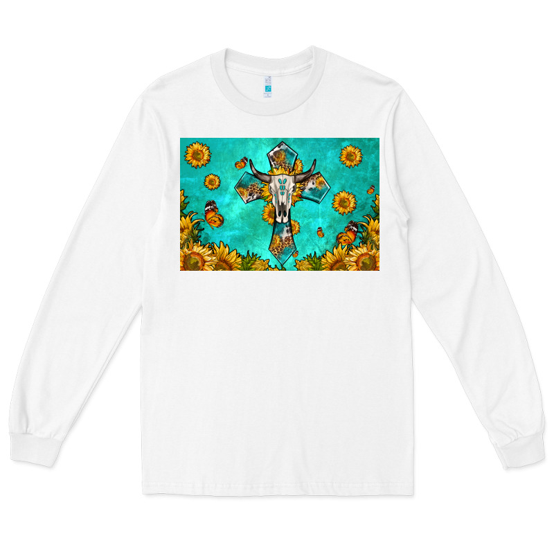 Bull Skull Cross Skinny Metal Can Holder Long Sleeve Tee by HRA Design Shop | Teevron
