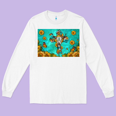Bull Skull Cross Skinny Metal Can Holder Long Sleeve Tee Designed By Hra Design Shop