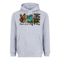 Heather Grey Peace Love Suffolk Sheep Heavyweight Hoodie - LillyAllenDesigns