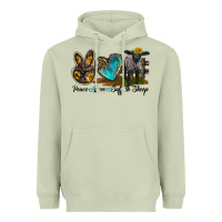 Matcha Peace Love Suffolk Sheep Heavyweight Hoodie - LillyAllenDesigns
