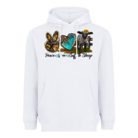 White Peace Love Suffolk Sheep Heavyweight Hoodie - LillyAllenDesigns