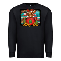 Black hot coco christmas highland cow with background Premium Sweatshirt - Jasminsmagicworld