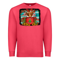 Cardinal hot coco christmas highland cow with background Premium Sweatshirt - Jasminsmagicworld