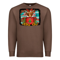 Chestnut hot coco christmas highland cow with background Premium Sweatshirt - Jasminsmagicworld