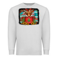 Dove Grey hot coco christmas highland cow with background Premium Sweatshirt - Jasminsmagicworld