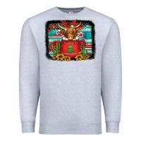 Heather Grey hot coco christmas highland cow with background Premium Sweatshirt - Jasminsmagicworld
