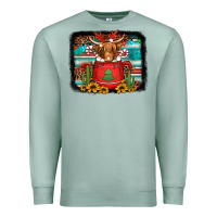 Hot Coco Christmas Highland Cow With Background Premium Sweatshirt | Teevron