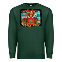Sports Green hot coco christmas highland cow with background Premium Sweatshirt - Jasminsmagicworld