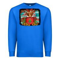 True Royal hot coco christmas highland cow with background Premium Sweatshirt - Jasminsmagicworld