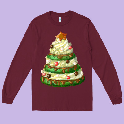 White Christmas Cookie Cake Long Sleeve Tee Designed By Fadigitalartstudio