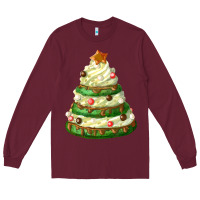 Burgundy white christmas cookie cake Long Sleeve Tee - FaDigitalArtStudio