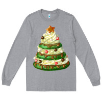 Heather Grey white christmas cookie cake Long Sleeve Tee - FaDigitalArtStudio