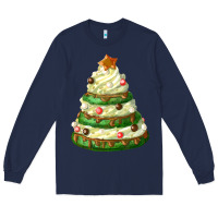 Navy white christmas cookie cake Long Sleeve Tee - FaDigitalArtStudio