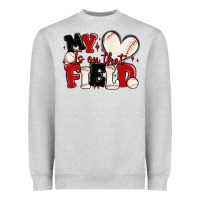 Heather Grey my heart is on that field baseball Heavyweight Sweatshirt - MaliasSmallBusiness
