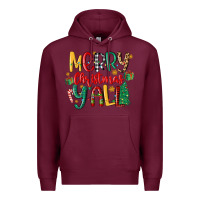 Burgundy merry christmas y'all Premium Hoodie - MaliasSmallBusiness